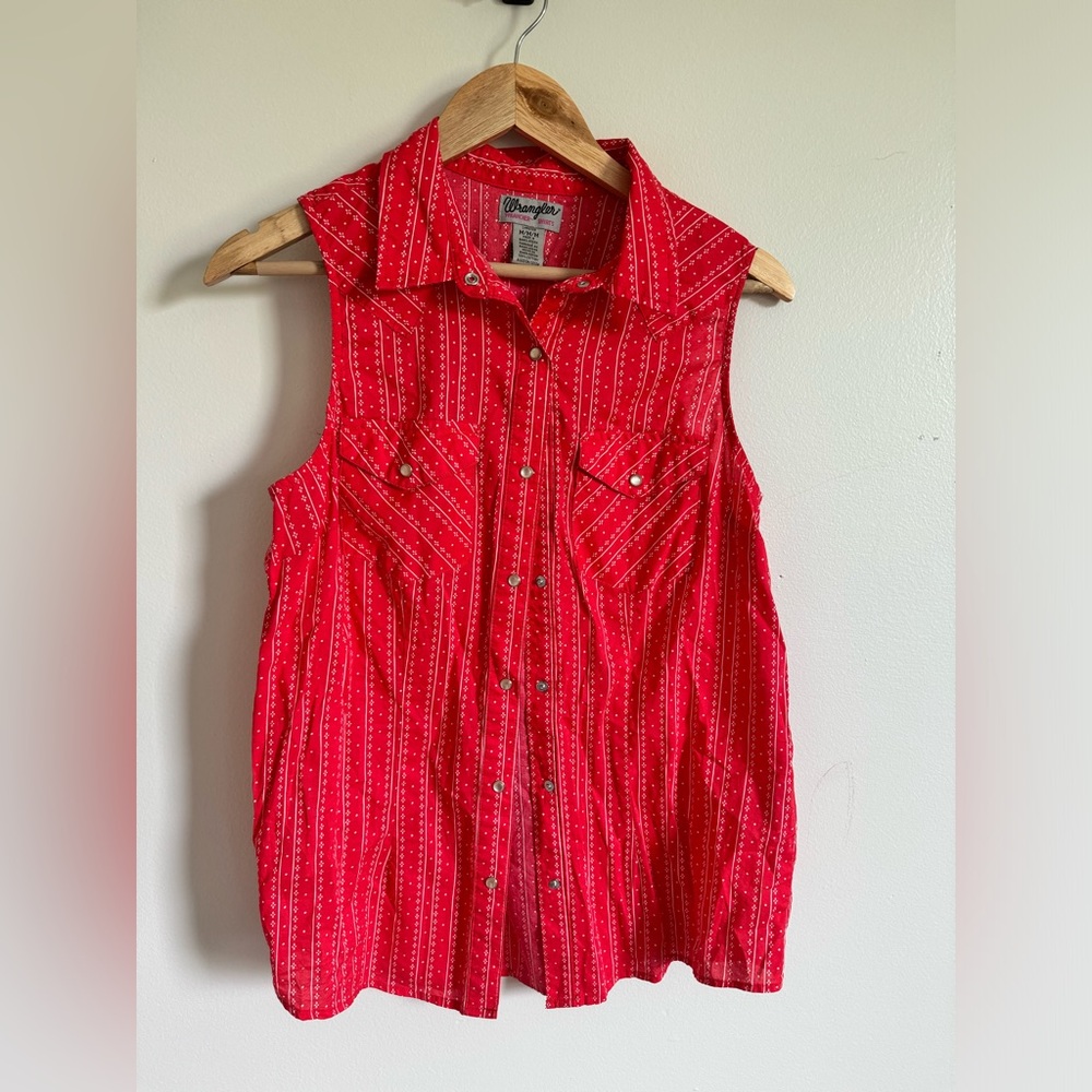 Wrangler Snap Button Up Tank Vintage, Size M